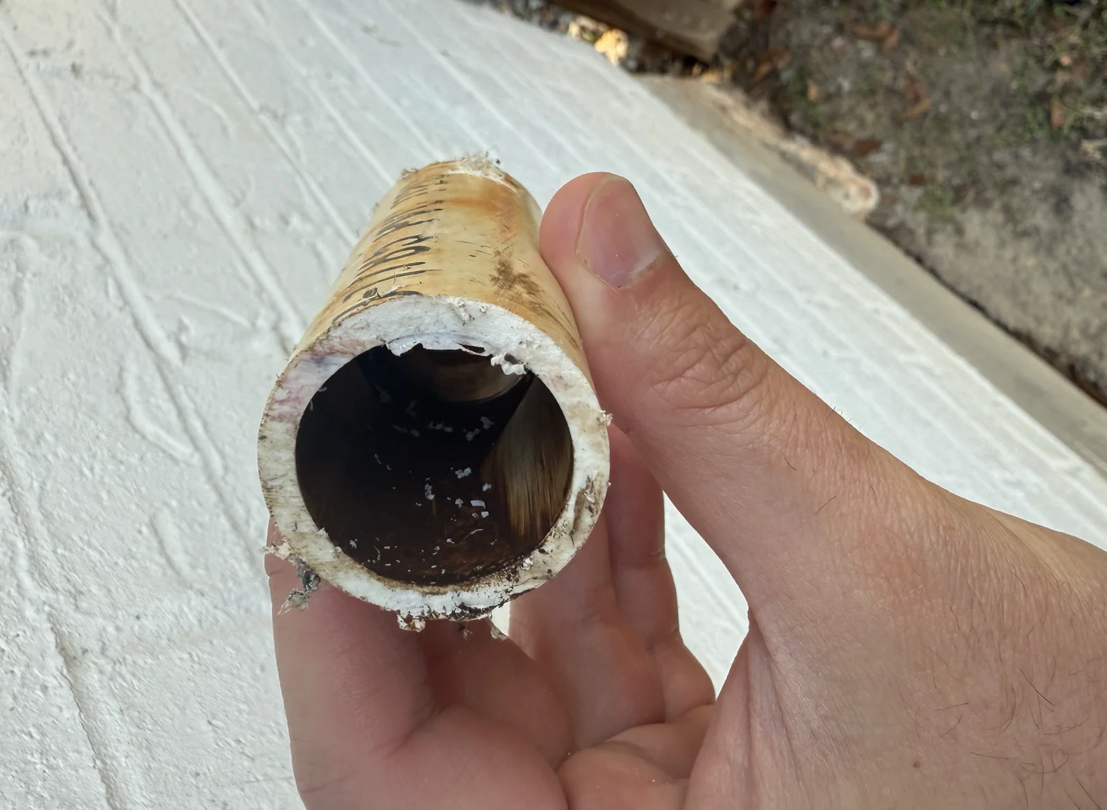 Corroded supply line removed from the founder's Covington home