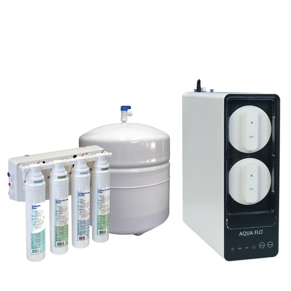 Reverse osmosis two ways: the four-stage system with storage tank, and the tankless twin-cartridge unit